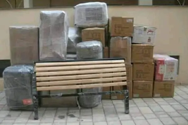 Boxes and furniture ready for pickup