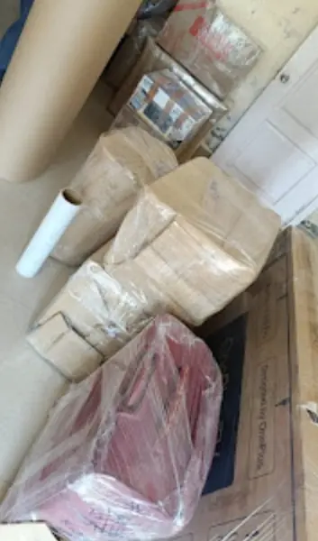Fragile articles in bubble wrap and foam