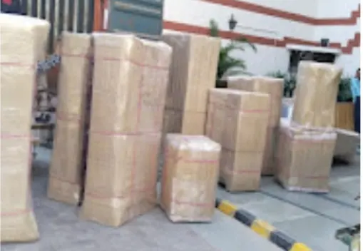 Labelled cartons ready for loading