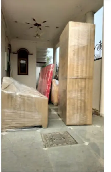 Living room goods packed before moving day