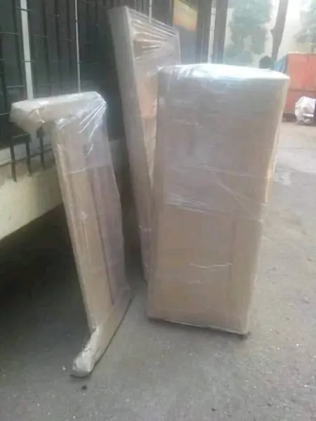 Tall items covered in corrugated cardboard