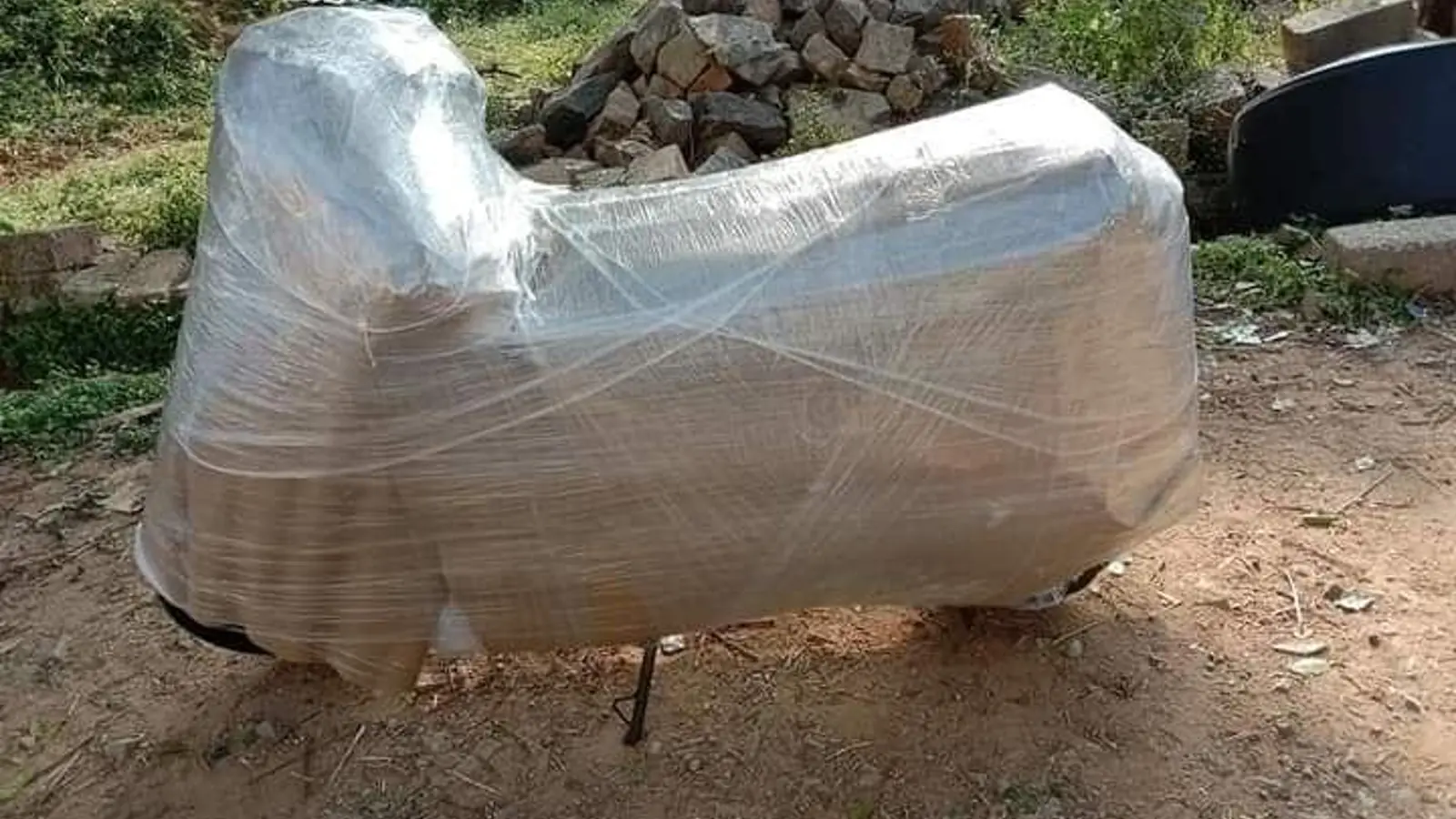 Motorcycle wrapped for bike transport